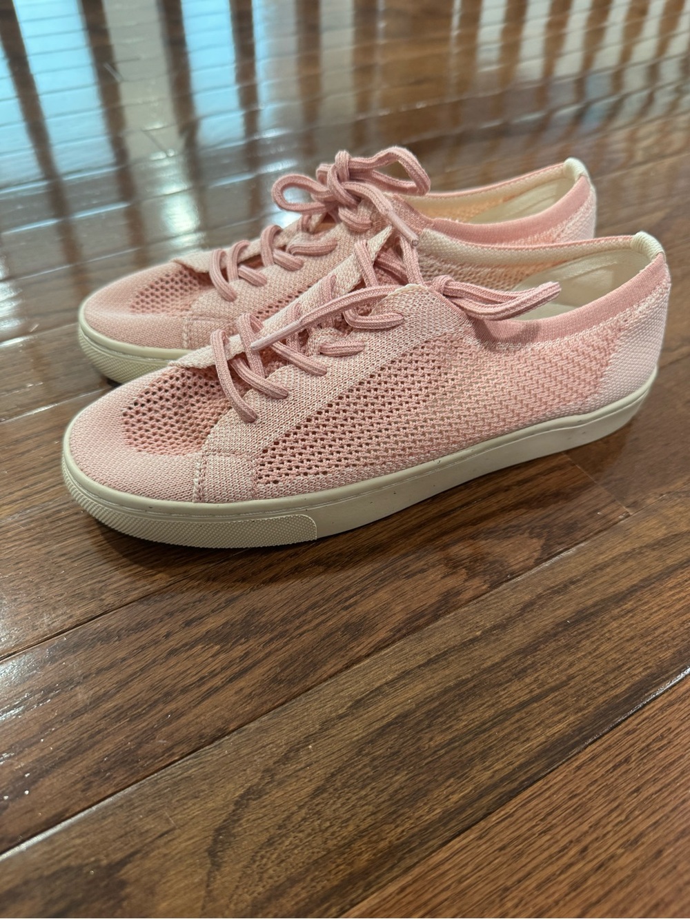 Women’s Pink Knit Lace-Up Sneakers